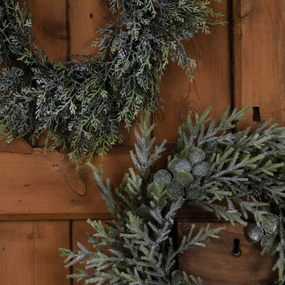 Frosted Pine Wreath With Pinecones - WHITE