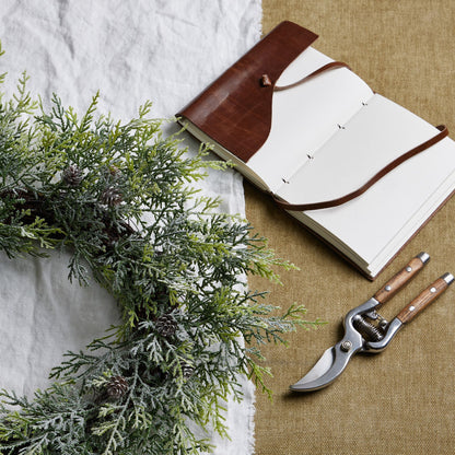 Frosted Pine Wreath With Pinecones - WHITE