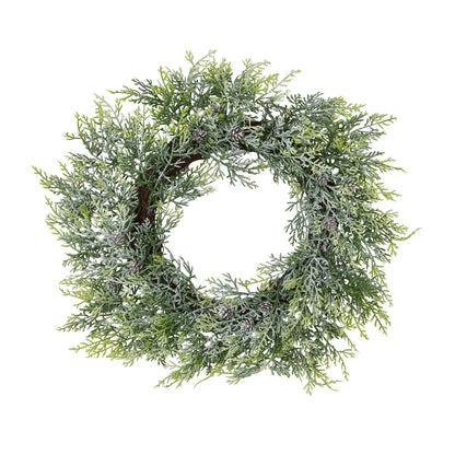Frosted Pine Wreath With Pinecones - WHITE