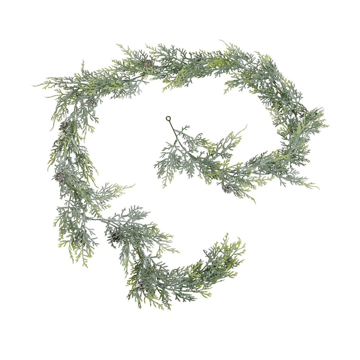 Frosted Pine Garland With Pinecones - WHITE