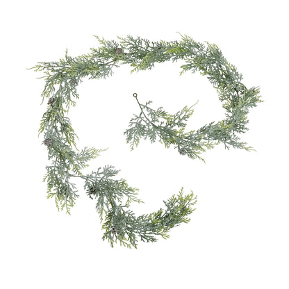 Frosted Pine Garland With Pinecones - WHITE