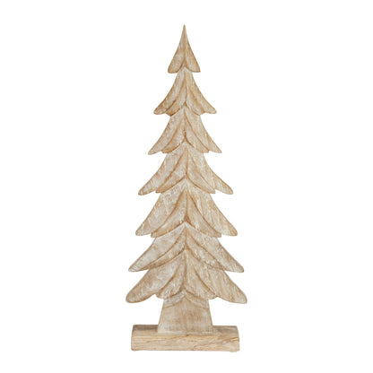 Carved Wood Christmas Tree - BROWN