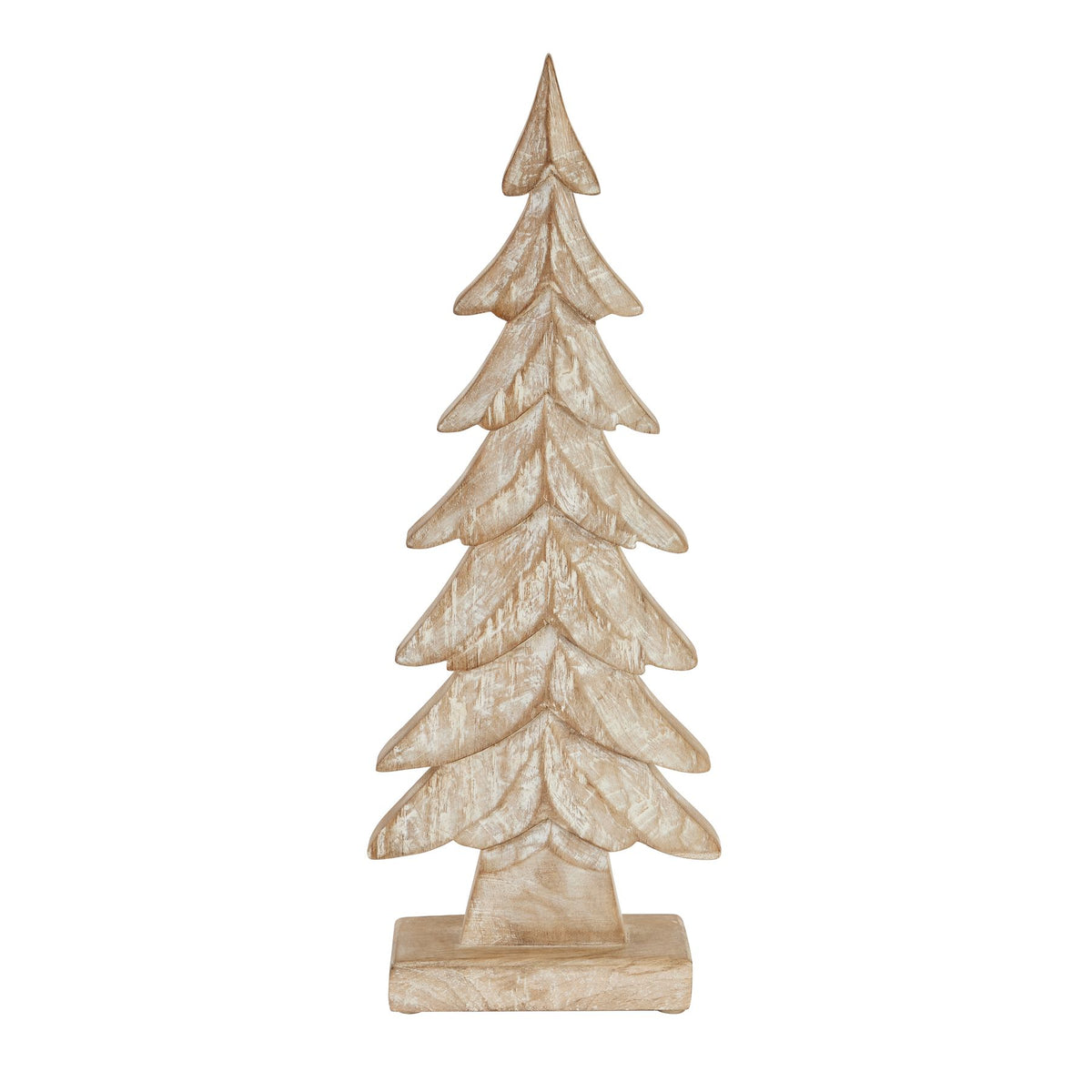 Carved Wood Large Christmas Tree - BROWN