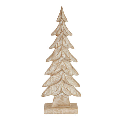 Carved Wood Large Christmas Tree - BROWN