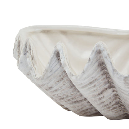 Siren Medium Ceramic Shell Bowl - WHITE
