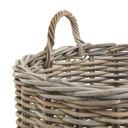 Set of 3 Kubu Rattan Round Storage Baskets - BROWN