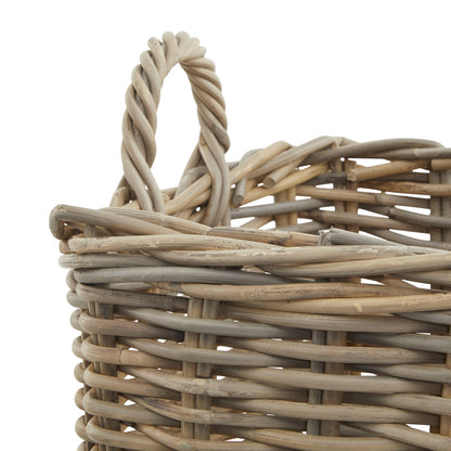 Set of 3 Kubu Rattan Square Storage Baskets - BROWN