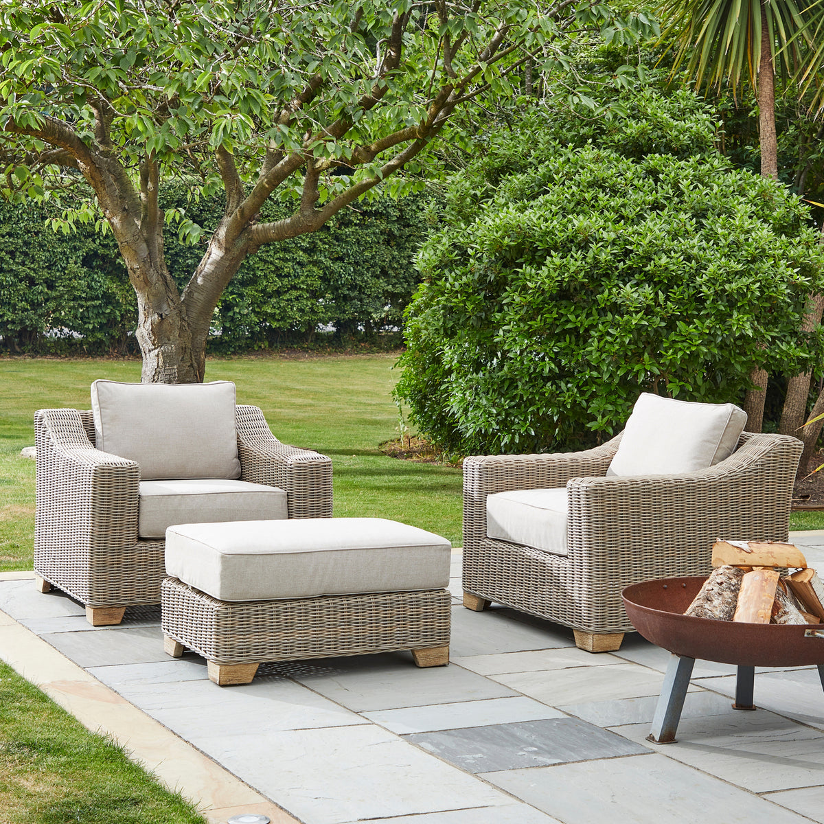Capri Collection Outdoor Foot Stool - BEIGE