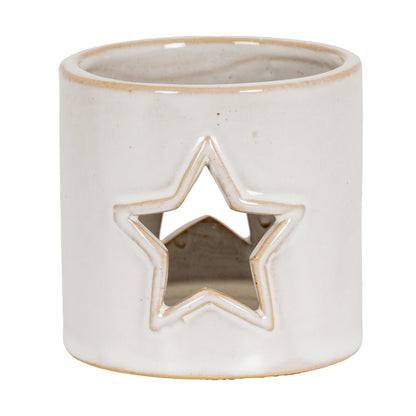 White Ceramic Star Cut-Out Tealight Holder