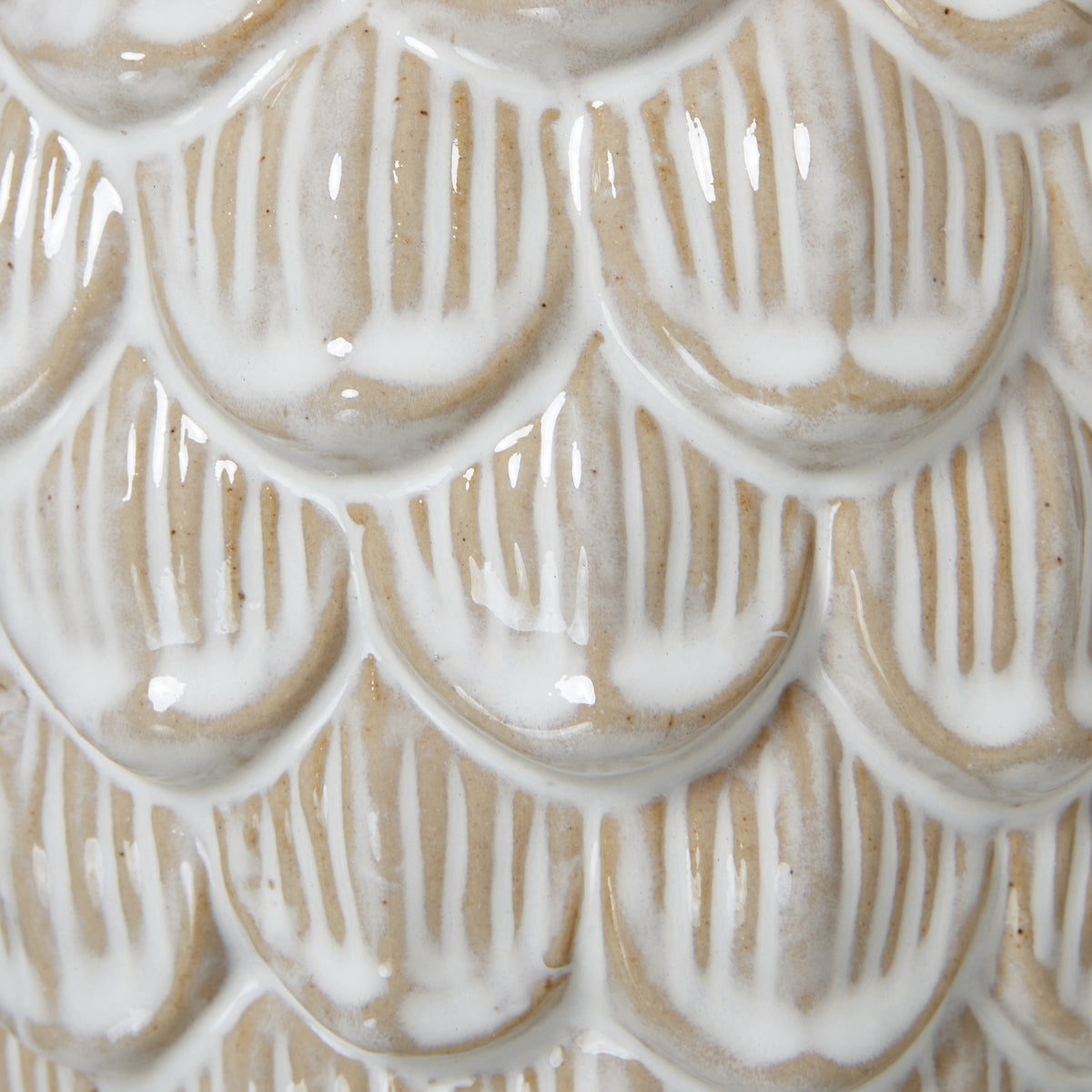 Large Ceramic Pine Cone Trinket Dish With Lid - WHITE