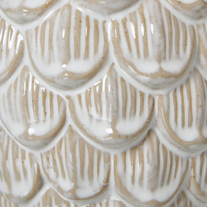 Large Ceramic Pine Cone Trinket Dish With Lid - WHITE