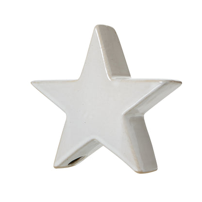 Small Ceramic Standing Star Decoration - ANTIQUE WHITE