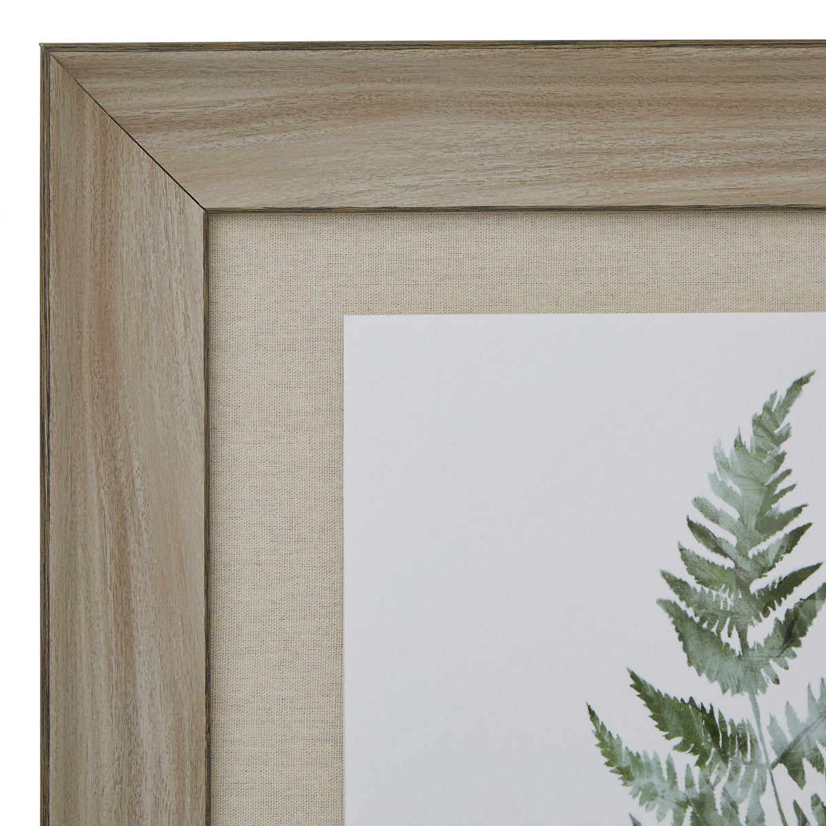 Watercolour Bracken Fern In Washed Wood Frame - BROWN