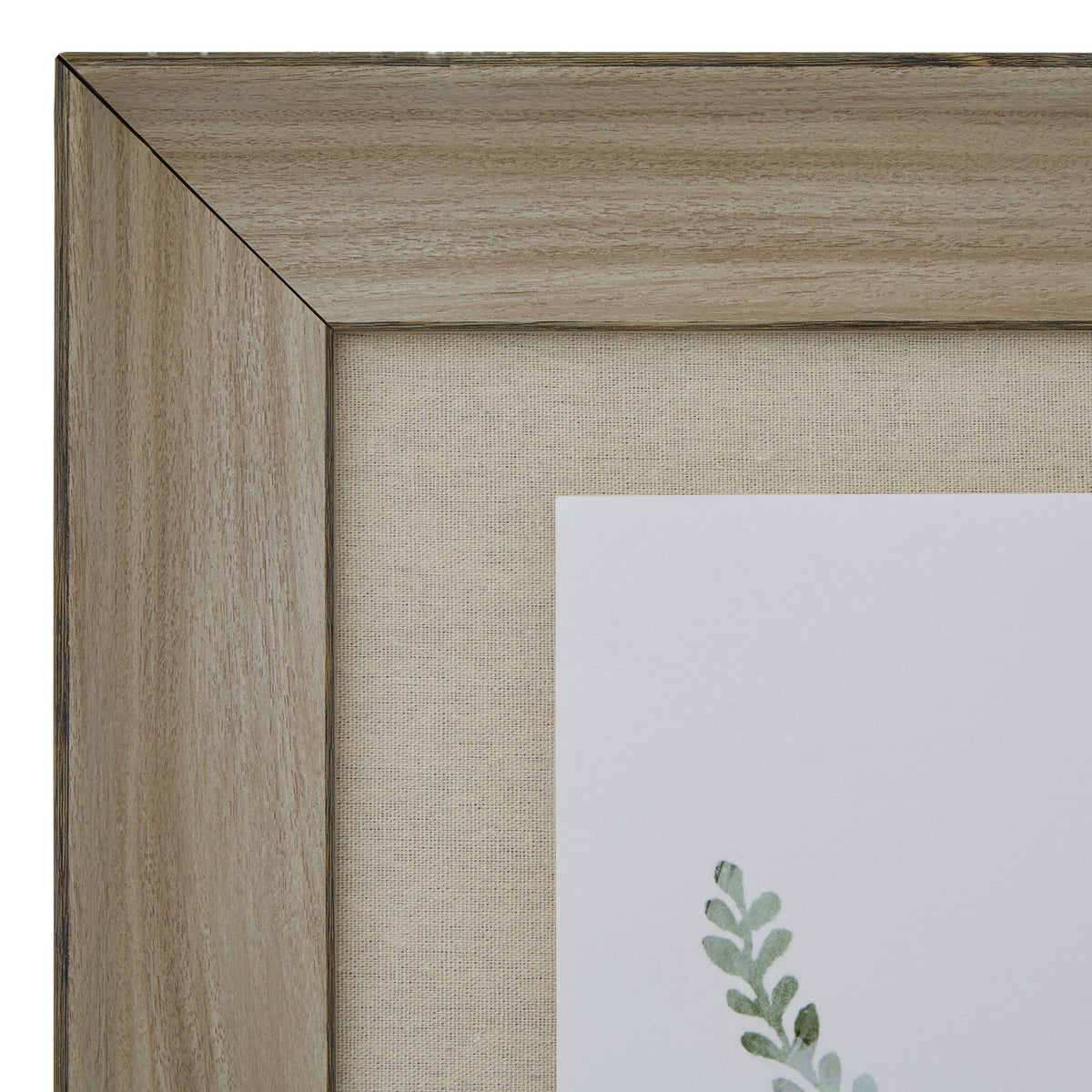 Watercolour Delicate Fern In Washed Wood Frame - BROWN