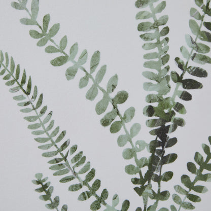Watercolour Delicate Fern In Washed Wood Frame - BROWN