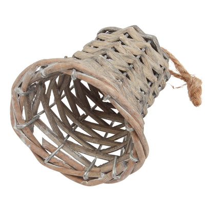 The Noel Collection Small Wicker Bell Decoration - BROWN