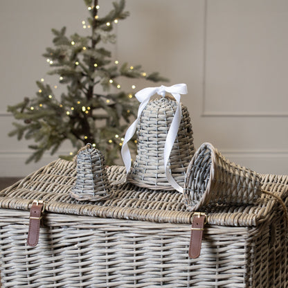 The Noel Collection Small Wicker Bell Decoration - BROWN