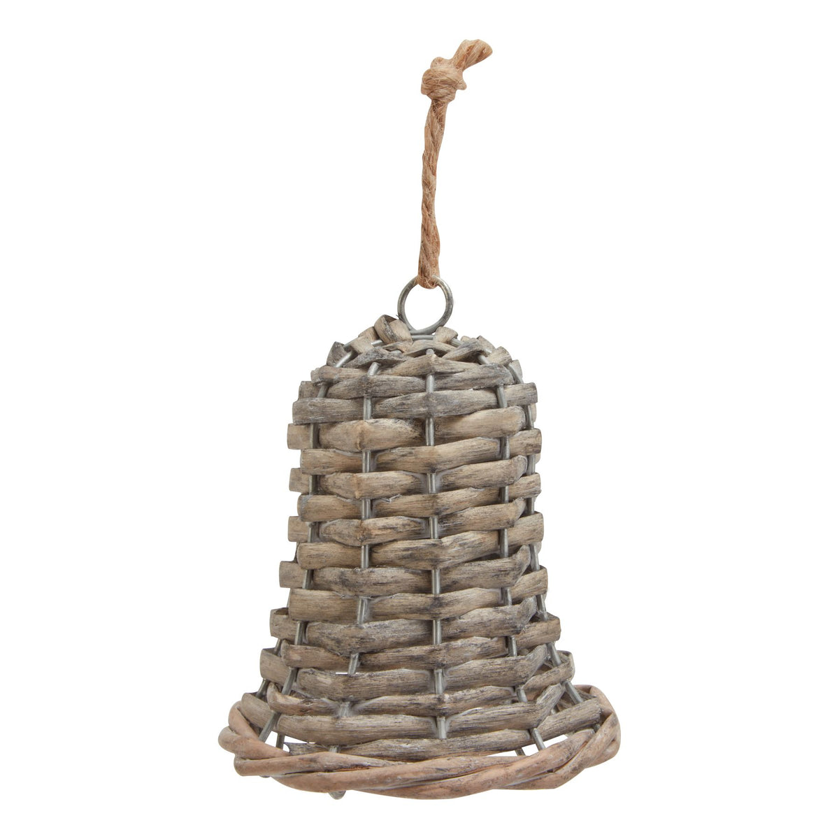 The Noel Collection Small Wicker Bell Decoration - BROWN