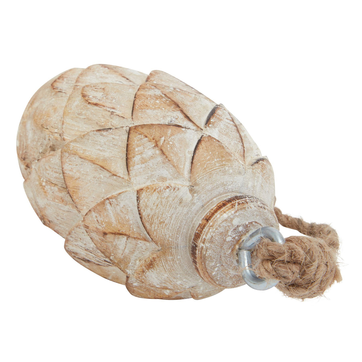 Antique White Wash Small Pine Cone Bauble - BROWN