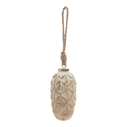 Antique White Wash Pine Cone Bauble - BROWN
