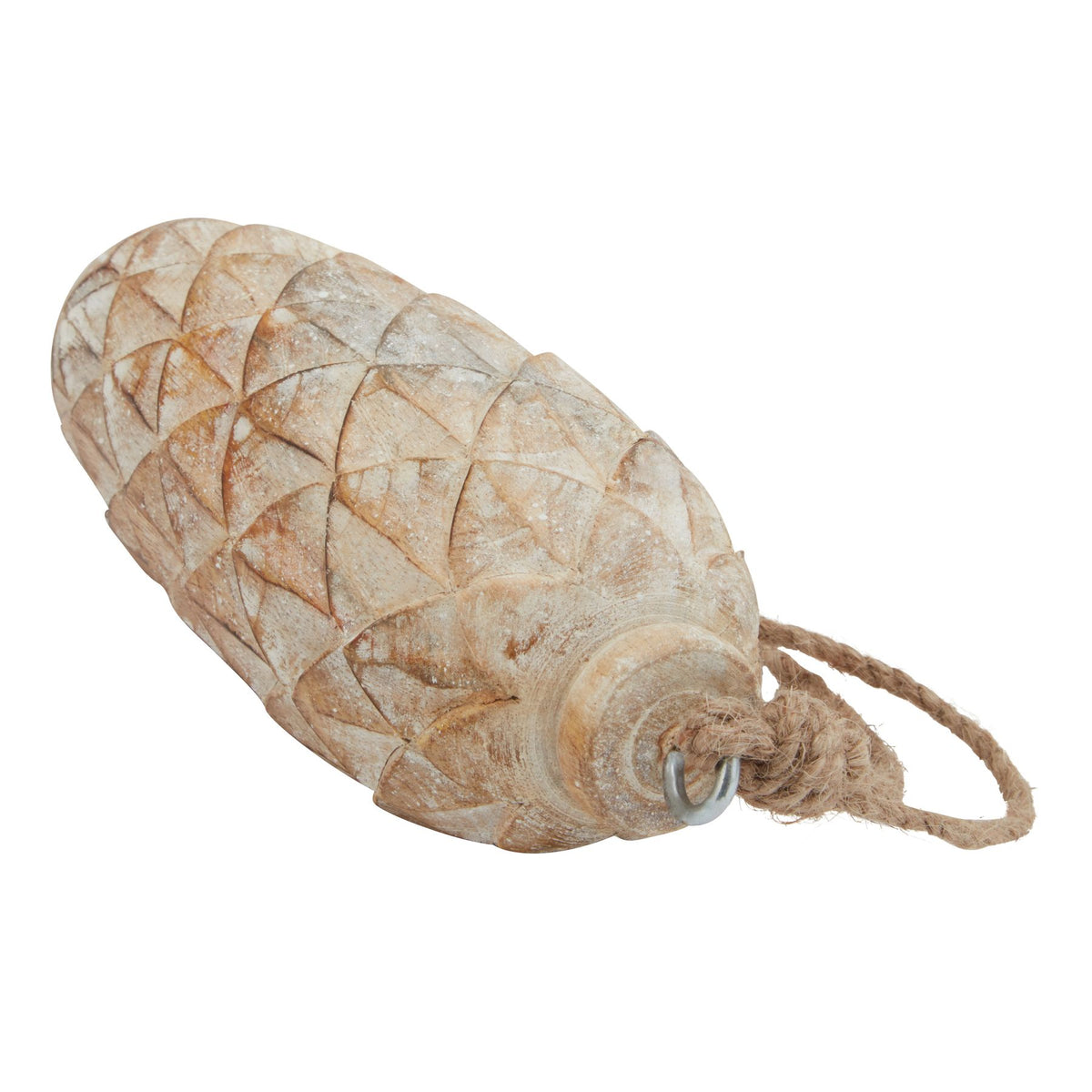 Antique White Wash Large Pine Cone Bauble - BROWN