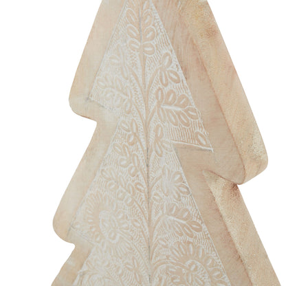White Wash Collection Wooden Large Patterned Decorative Tree - BROWN
