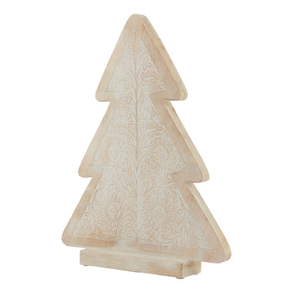 White Wash Collection Wooden Large Patterned Decorative Tree - BROWN
