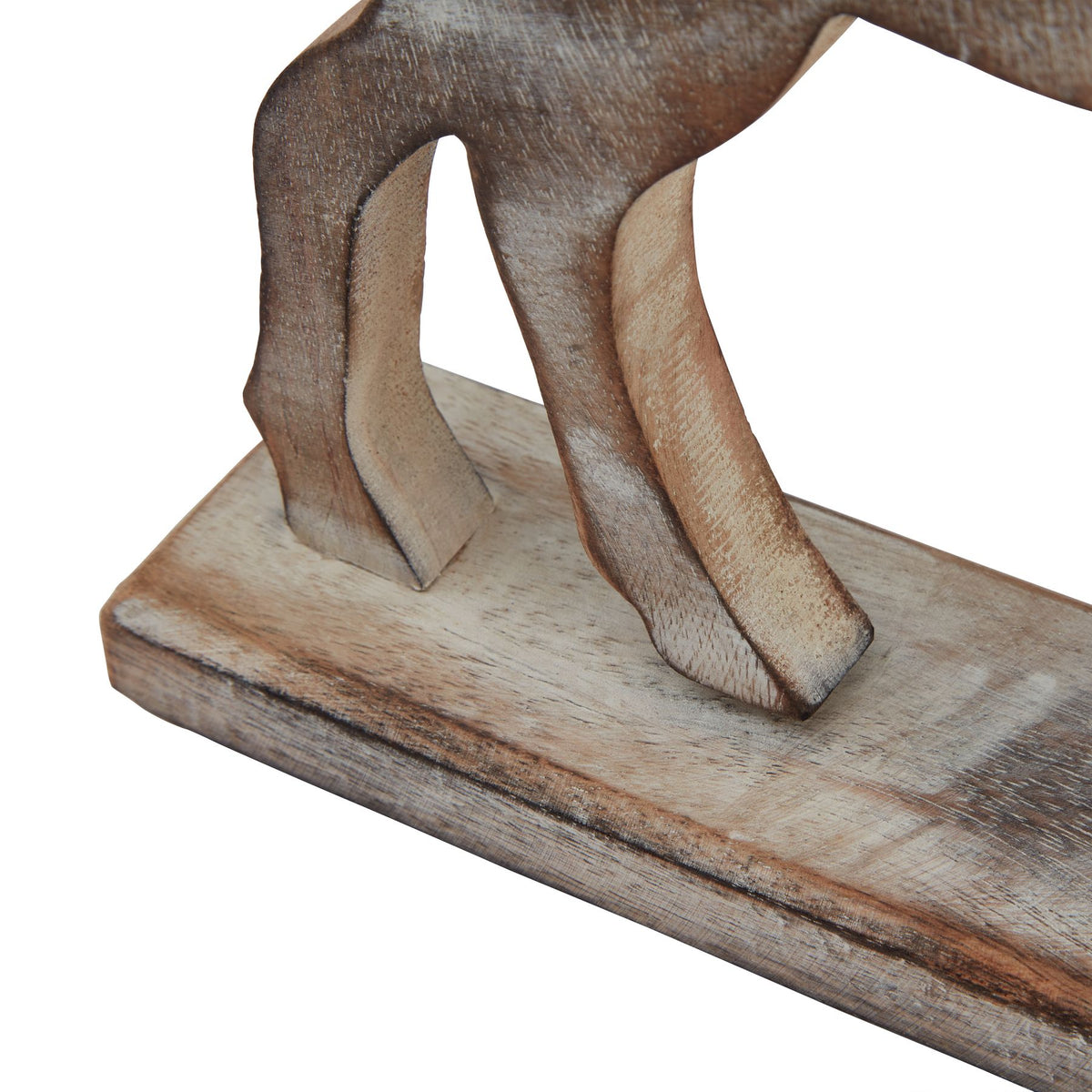 White Wash Collection Wooden Reindeer Decoration - BROWN