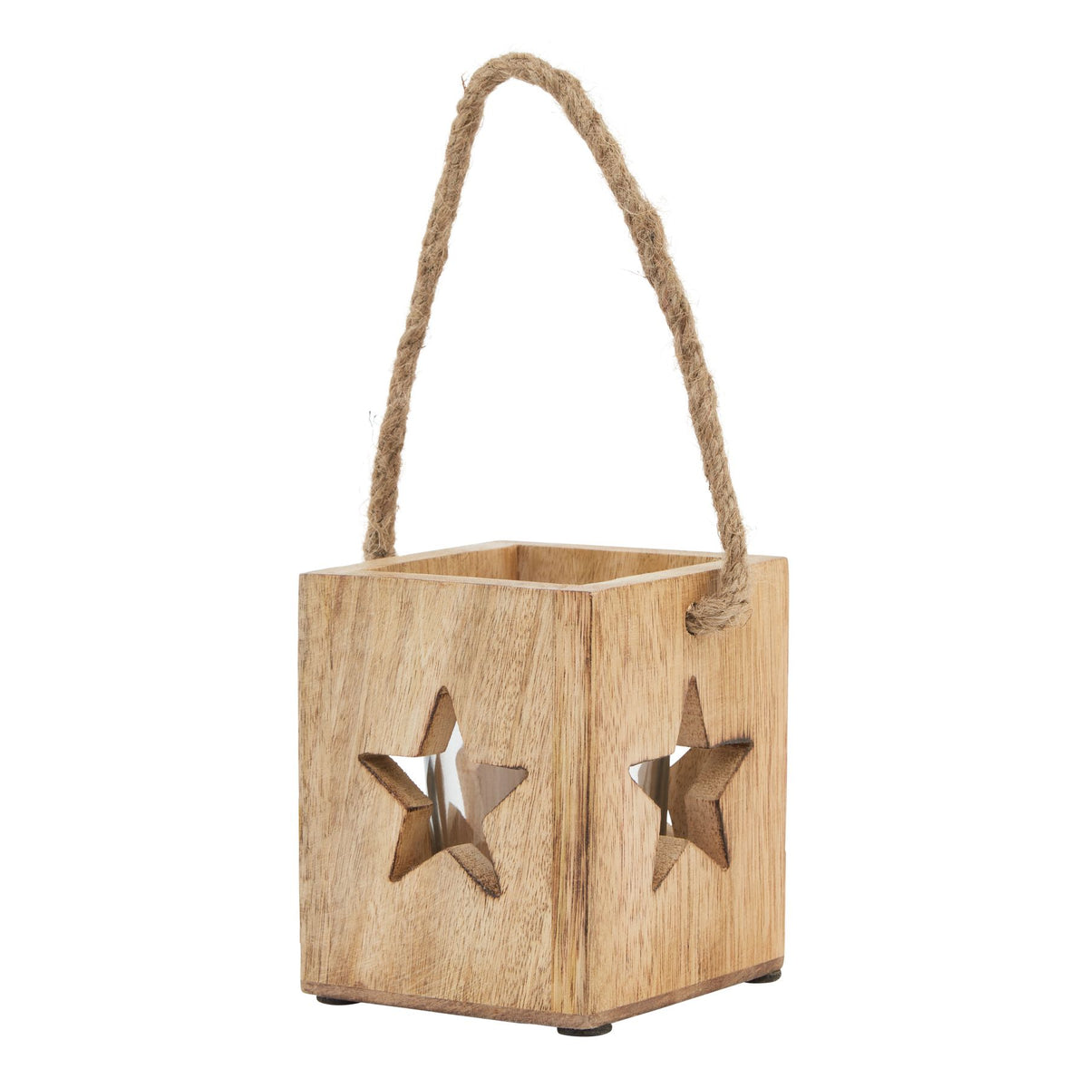 Natural Wooden Small Star Tealight Candle Holder - BROWN