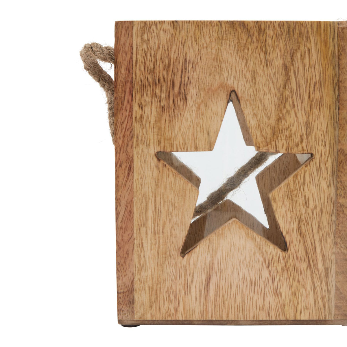Natural Wooden Large Star Tealight Candle Holder - BROWN
