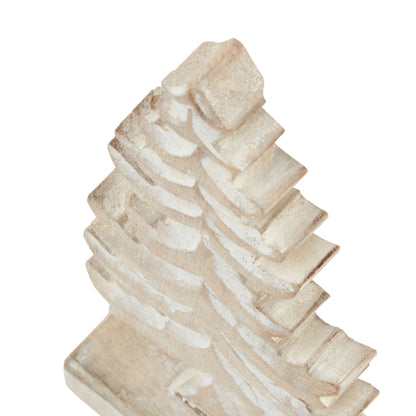 White Wash Collection Wooden Tiered Tree Decoration - BROWN
