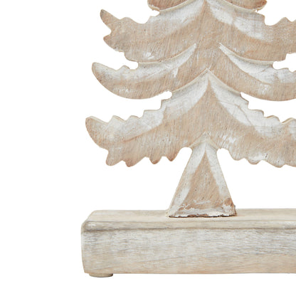 White Wash Collection Wooden Tiered Tree Decoration - BROWN