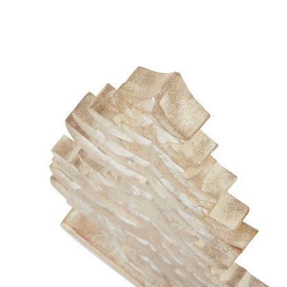White Wash Collection Wooden Large Tiered Tree Decoration - BROWN