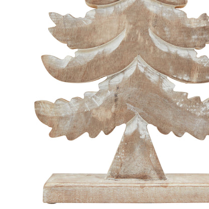 White Wash Collection Wooden Large Tiered Tree Decoration - BROWN