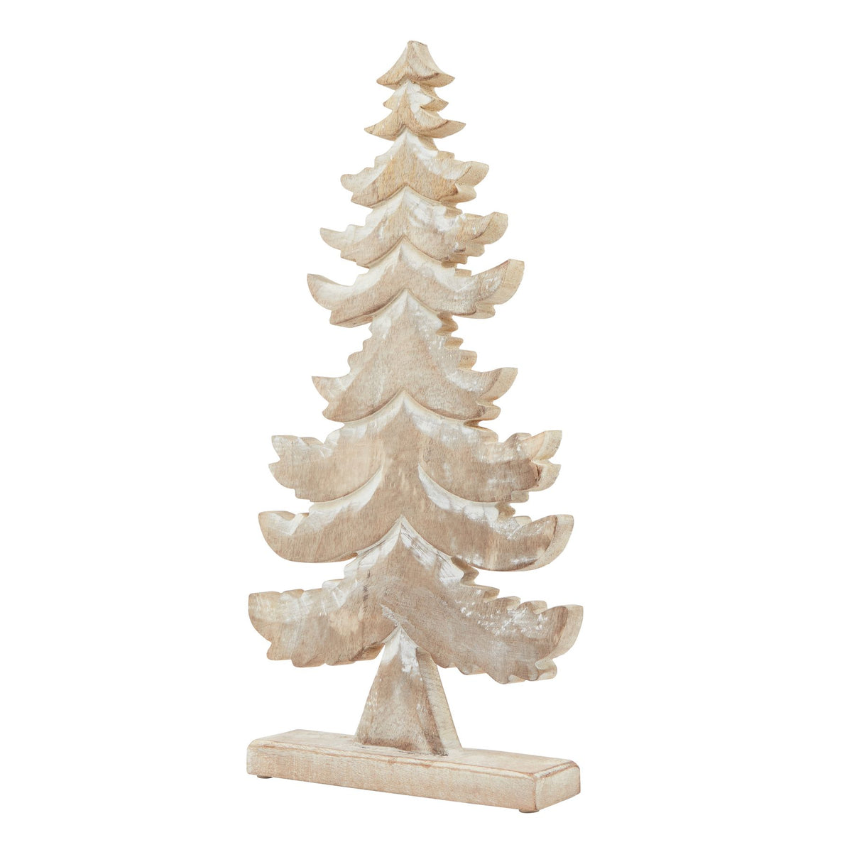 White Wash Collection Wooden Large Tiered Tree Decoration - BROWN