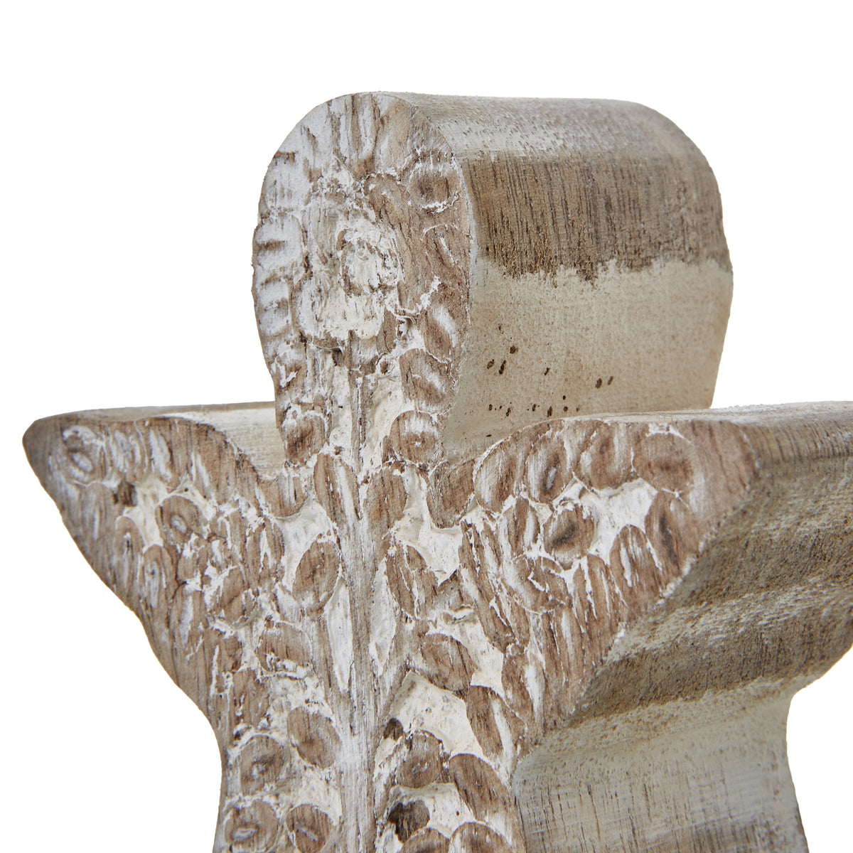 White Wash Collection Patterned Angel Decoration - BROWN