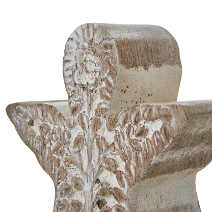 White Wash Collection Patterned Angel Decoration - BROWN