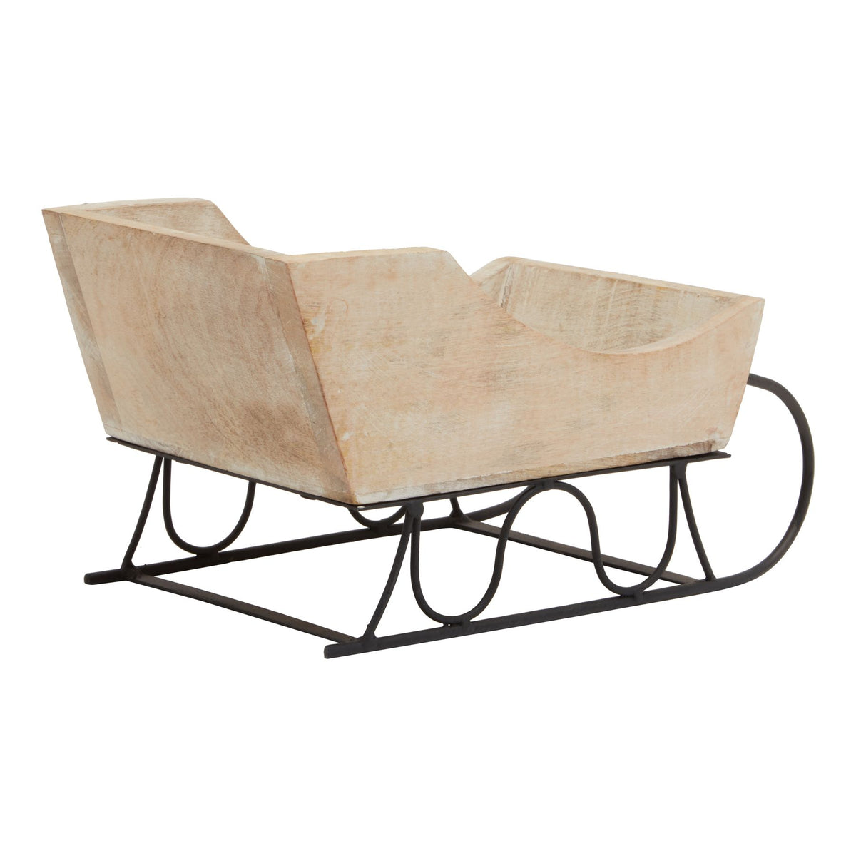 White Wash Collection Wooden Decorative Sleigh - BROWN