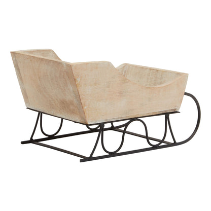 White Wash Collection Wooden Decorative Sleigh - BROWN