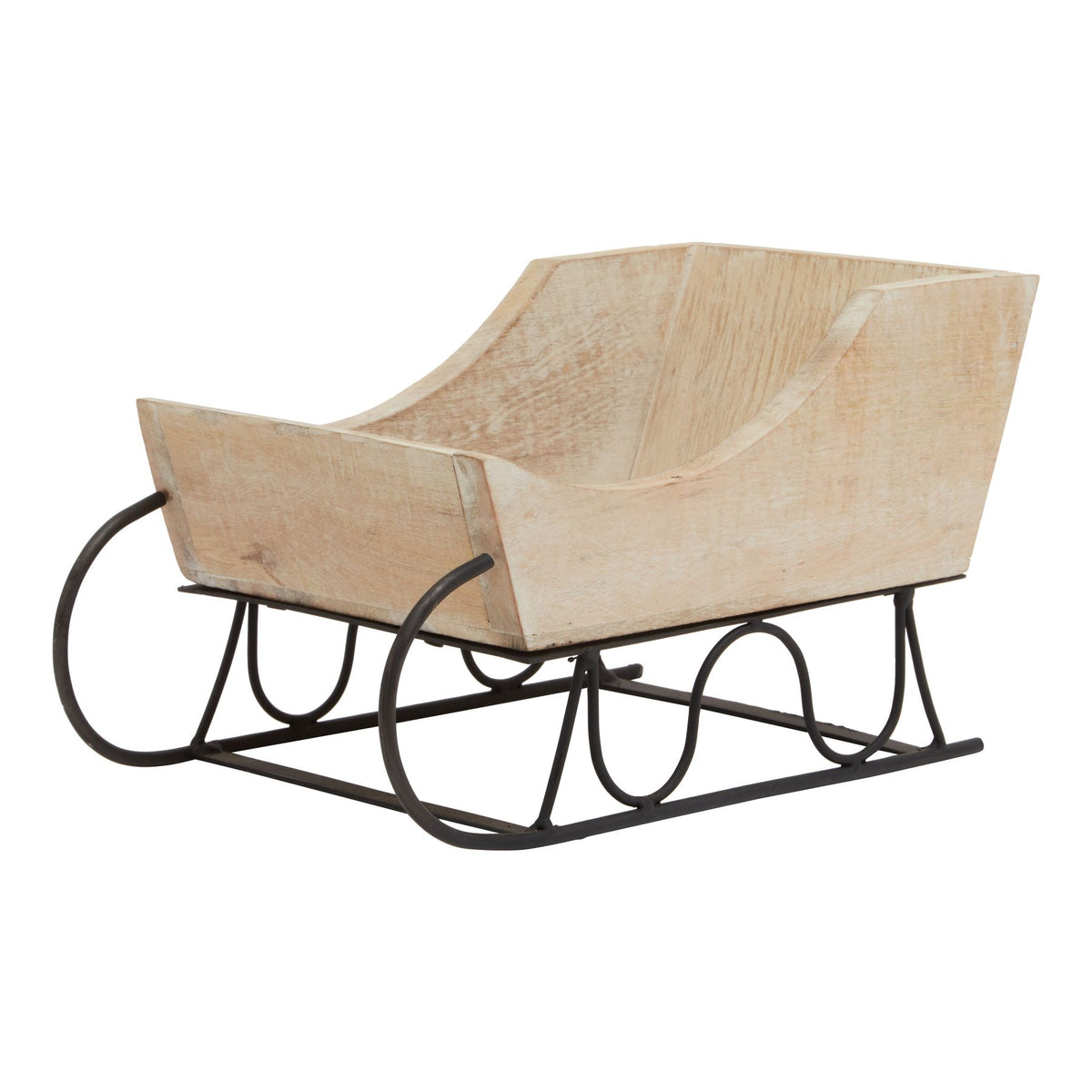 White Wash Collection Wooden Decorative Sleigh - BROWN