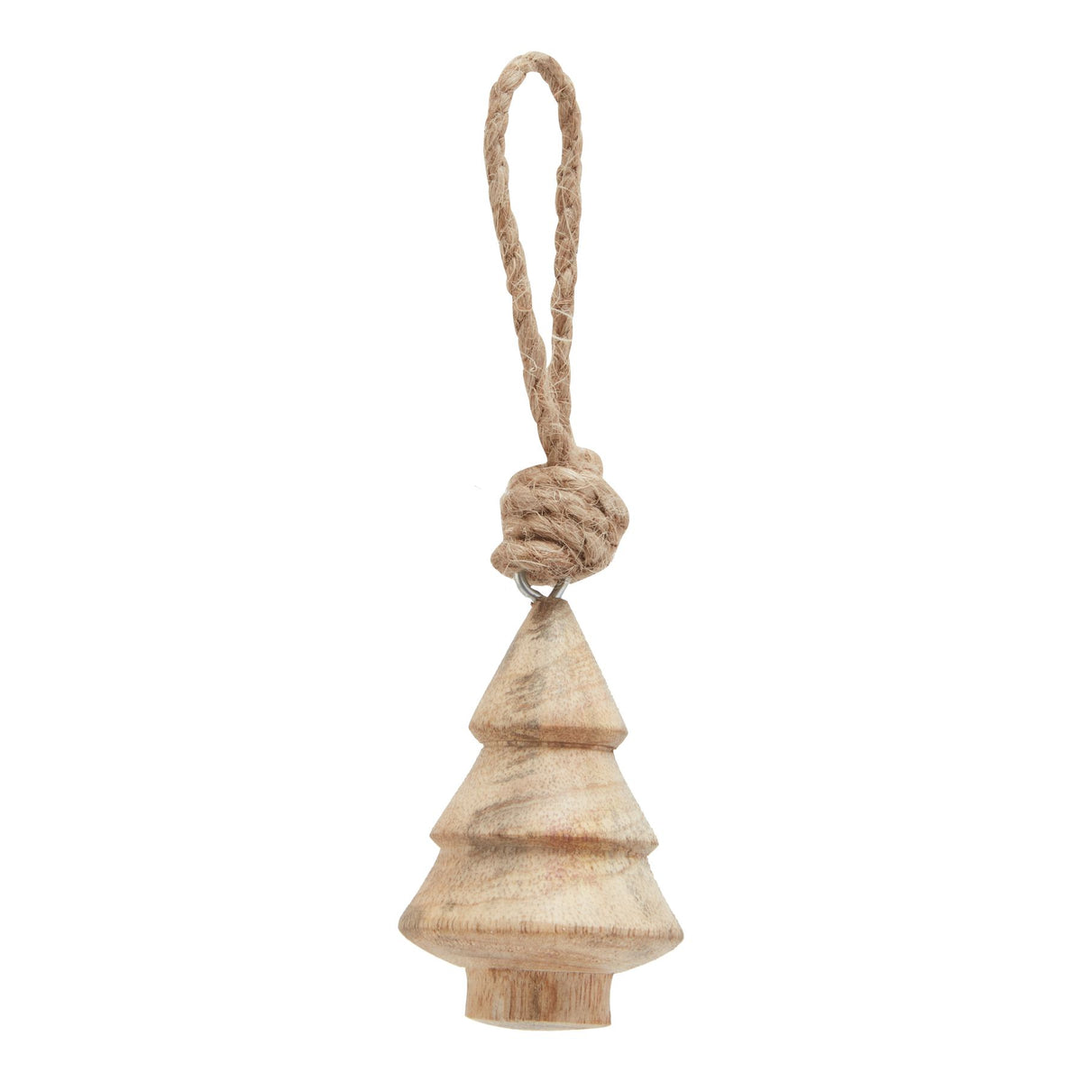 Natural Hand Turned Wooden Tree Bauble - BROWN