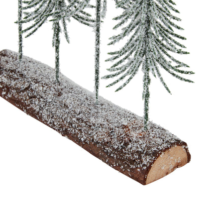 Small Snowy Spindle Tree Quad In Wood Log - BROWN