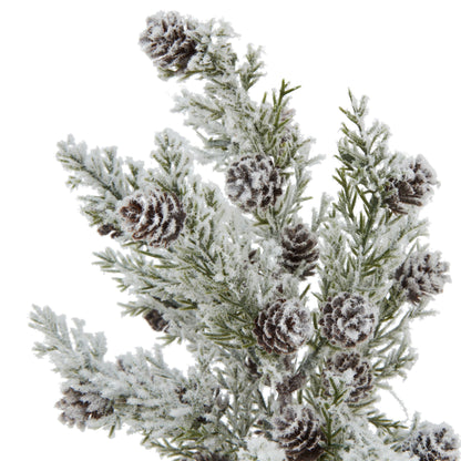 Small Snowy Fir Tree With Pinecones In Wood Log - BROWN