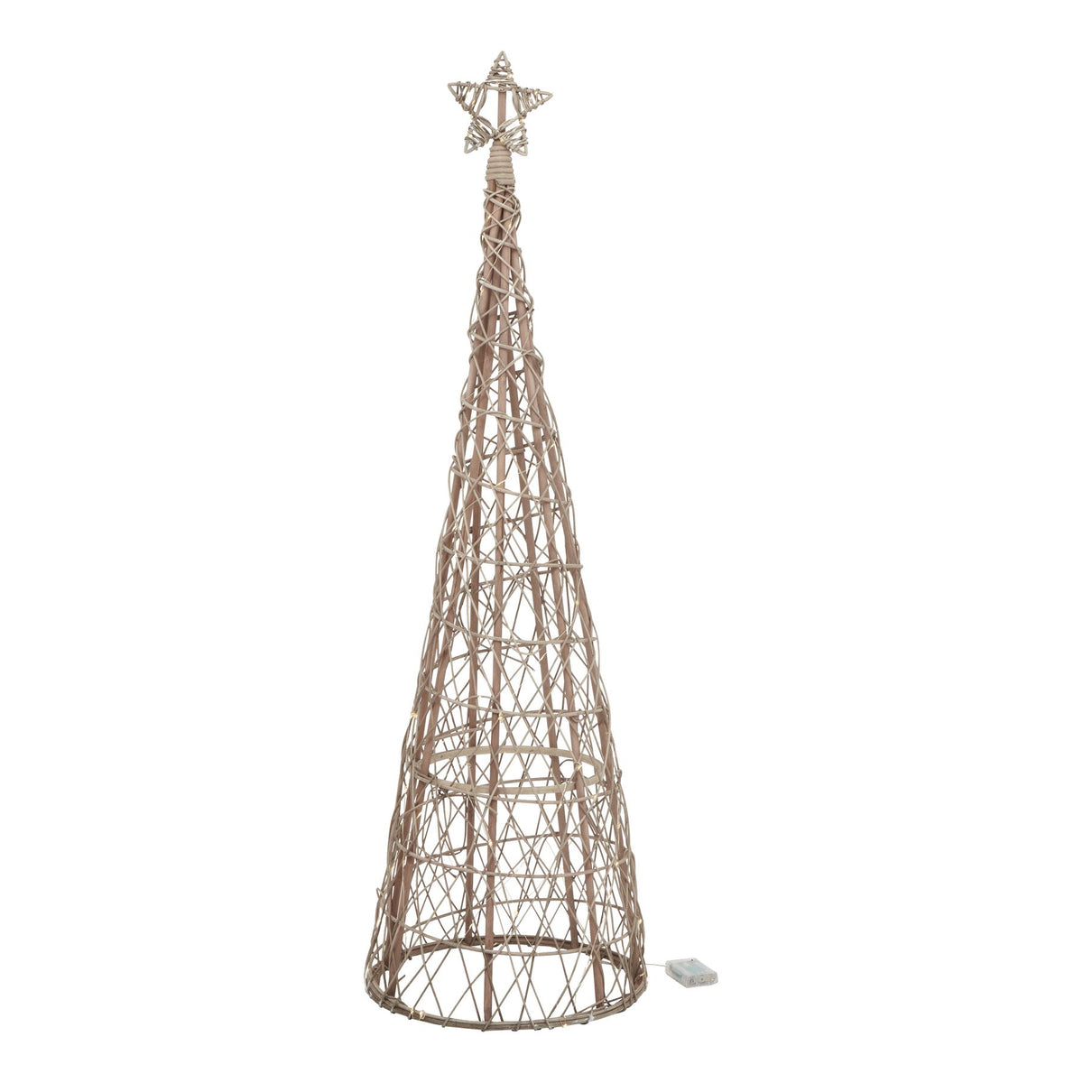 Large LED Wicker Christmas Tree With Star - BROWN