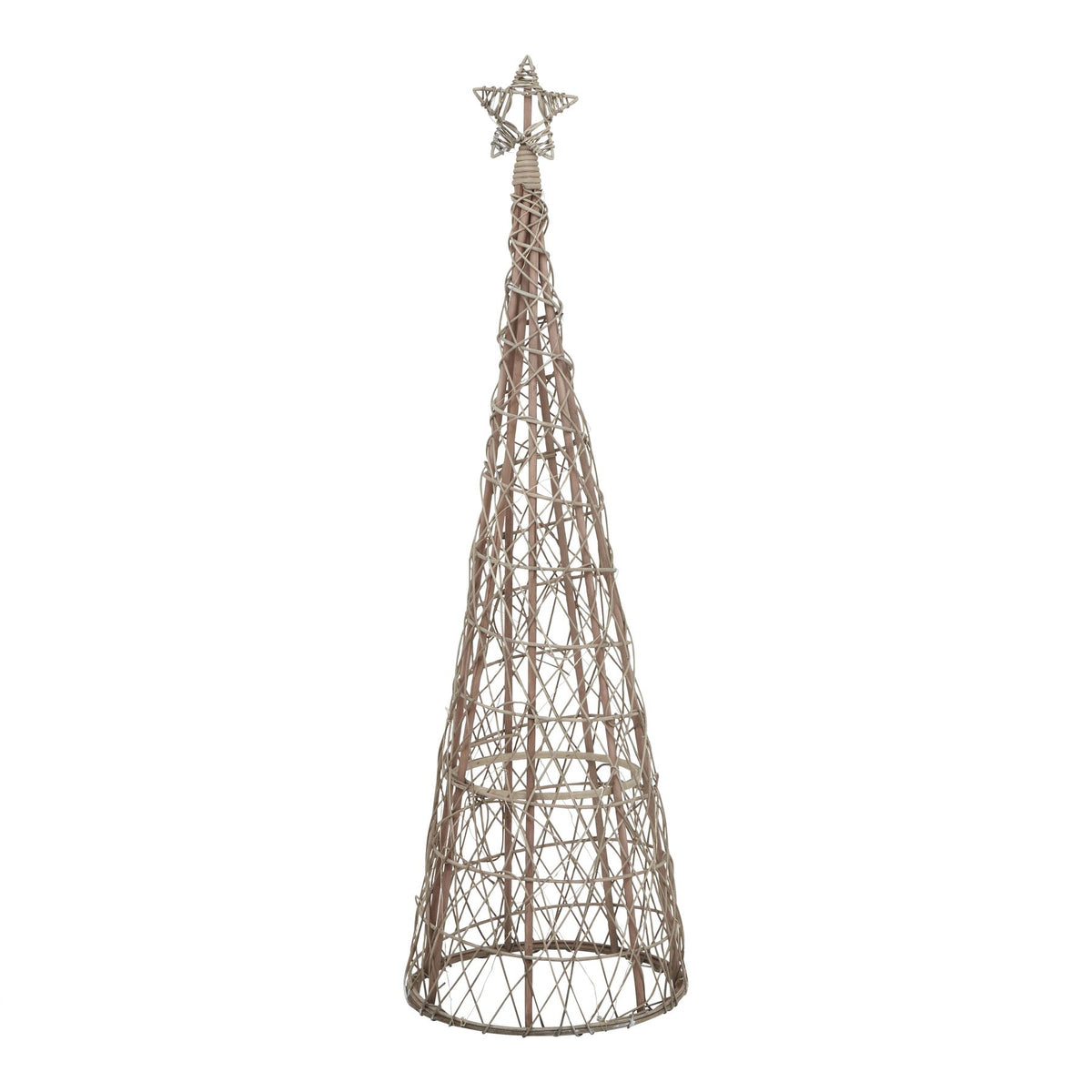 Large LED Wicker Christmas Tree With Star - BROWN