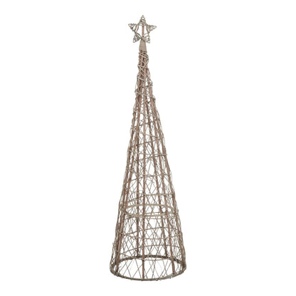 Large LED Wicker Christmas Tree With Star - BROWN
