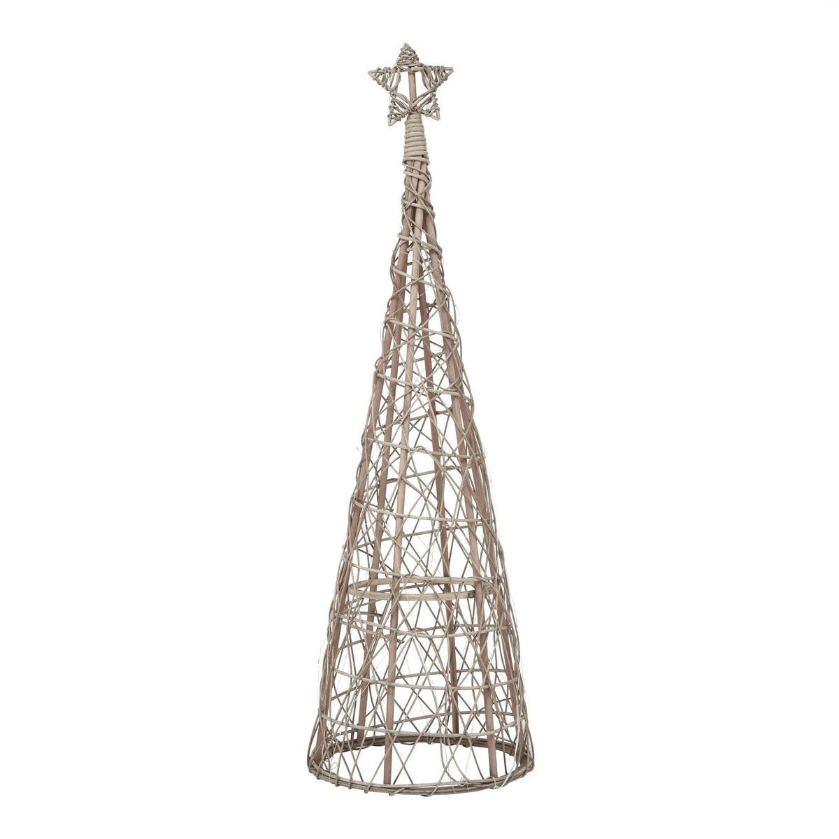 LED Wicker Christmas Tree With Star - BROWN