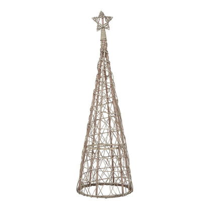 LED Wicker Christmas Tree With Star - BROWN