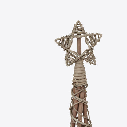 Small LED Wicker Christmas Tree With Star - BROWN