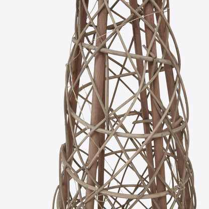 Small LED Wicker Christmas Tree With Star - BROWN